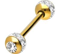 PIERCINGLINE Barbell en acier chirurgical | Boules en époxy + cristaux | Piercing barre de piercing pour poitrine langue | Choix de couleurs et de tailles