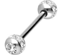 PIERCINGLINE Barbell en acier chirurgical | Boules en époxy + cristaux | Piercing barre de piercing pour poitrine langue | Choix de couleurs et de tailles