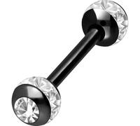 PIERCINGLINE Barbell en acier chirurgical | Boules en époxy + cristaux | Piercing barre de piercing pour poitrine langue | Choix de couleurs et de tailles