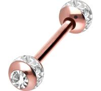 PIERCINGLINE Barbell en acier chirurgical | Boules en époxy + cristaux | Piercing barre de piercing pour poitrine langue | Choix de couleurs et de tailles