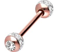 PIERCINGLINE Barbell en acier chirurgical | Boules en époxy + cristaux | Piercing barre de piercing pour poitrine langue | Choix de couleurs et de tailles