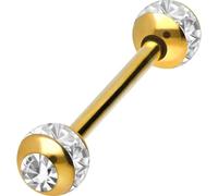 PIERCINGLINE Barbell en acier chirurgical | Boules en époxy + cristaux | Piercing barre de piercing pour poitrine langue | Choix de couleurs et de tailles