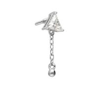 PIERCINGLINE Embout à visser en or 14 carats avec filetage de 0,8 mm - Triangle MOISSANIT + chaîne sans piercing labret - Piercing oreille - Choix de couleurs, or 14 carats (585), Moissanite