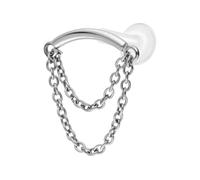 PIERCINGLINE Labret en PTFE avec filetage intérieur + embout en titane + 2 chaînes piercing oreille hidden hélix couleur et taille au choix, 1,2 mm Stabstärke / 8 mm Stablänge, Titane PTFE titane