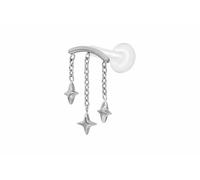 PIERCINGLINE Labret en PTFE avec filetage intérieur + embout en titane + 3 étoiles - Couleur or rose, transparent, noir, or, argent, Stablänge: 5mm | Stabstärke: 1,2mm, PTFE, titane, Sans