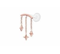 PIERCINGLINE Labret en PTFE avec filetage intérieur + embout en titane + 3 étoiles - Couleur or rose, transparent, noir, or, argent, Stablänge: 5mm | Stabstärke: 1,2mm, PTFE, titane, Sans