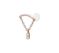 PIERCINGLINE Labret en PTFE avec filetage intérieur + embout en titane + chaîne + rectangle en cristal - Couleur or rose, transparent, noir, doré, argenté, Stablänge: 5mm | Stabstärke: 1,2mm, PTFE