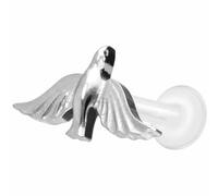 PIERCINGLINE Labret en PTFE avec filetage intérieur + embout en titane - Colombe - Couleur or rose, transparent, noir, doré, argenté, Stablänge: 8mm | Stabstärke: 1,2mm, Titane PTFE, Sans