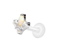 PIERCINGLINE Labret en PTFE avec filetage intérieur + embout en titane - Couleur or rose, transparent, noir, or, blanc, argenté, Stablänge: 5mm | Stabstärke: 1,2mm, Titane PTFE, Cristal