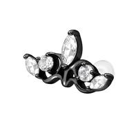 PIERCINGLINE Labret en PTFE avec filetage intérieur + embout en titane couronne gothique - Couleur or rose, transparent, noir, or, argent, Stablänge: 5mm | Stabstärke: 1,2mm, PTFE, titane, Cristal