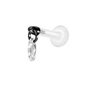 PIERCINGLINE Labret en PTFE avec filetage intérieur + embout en titane Crystal Loval - Couleur or rose, transparent, noir, or, argent, Stablänge: 10mm | Stabstärke: 1,2mm, PTFE, titane, Cristal