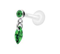 PIERCINGLINE Labret en PTFE avec filetage intérieur + embout en titane Crystal Loval - Couleur or rose, transparent, noir, or, argent, Stablänge: 5mm | Stabstärke: 1,2mm, PTFE, titane, Cristal