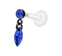 PIERCINGLINE Labret en PTFE avec filetage intérieur + embout en titane Crystal Loval - Couleur or rose, transparent, noir, or, argent, Stablänge: 10mm | Stabstärke: 1,6mm, PTFE, titane, Cristal