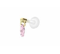 PIERCINGLINE Labret en PTFE avec filetage intérieur + embout en titane Crystal Loval - Couleur or rose, transparent, noir, or, argent, Stablänge: 8mm | Stabstärke: 1,2mm, PTFE, titane, Cristal