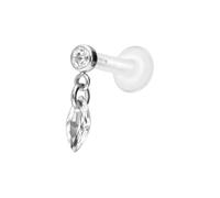 PIERCINGLINE Labret en PTFE avec filetage intérieur + embout en titane Crystal Loval - Couleur or rose, transparent, noir, or, argent, Stablänge: 5mm | Stabstärke: 1,2mm, PTFE, titane, Cristal