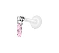 PIERCINGLINE Labret en PTFE avec filetage intérieur + embout en titane Crystal Loval - Couleur or rose, transparent, noir, or, argent, Stablänge: 5mm | Stabstärke: 1,2mm, PTFE, titane, Cristal