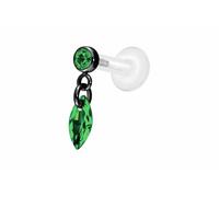 PIERCINGLINE Labret en PTFE avec filetage intérieur + embout en titane Crystal Loval - Couleur or rose, transparent, noir, or, argent, Stablänge: 8mm | Stabstärke: 1,2mm, PTFE, titane, Cristal