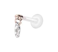 PIERCINGLINE Labret en PTFE avec filetage intérieur + embout en titane Crystal Loval - Couleur or rose, transparent, noir, or, argent, Stablänge: 10mm | Stabstärke: 1,2mm, PTFE, titane, Cristal