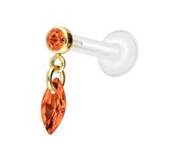 PIERCINGLINE Labret en PTFE avec filetage intérieur + embout en titane Crystal Loval - Couleur or rose, transparent, noir, or, argent, Stablänge: 9mm | Stabstärke: 1,2mm, PTFE, titane, Cristal