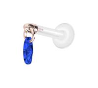 PIERCINGLINE Labret en PTFE avec filetage intérieur + embout en titane Crystal Loval - Couleur or rose, transparent, noir, or, argent, Stablänge: 9mm | Stabstärke: 1,2mm, PTFE, titane, Cristal