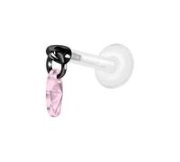 PIERCINGLINE Labret en PTFE avec filetage intérieur + embout en titane Crystal Loval - Couleur or rose, transparent, noir, or, argent, Stablänge: 10mm | Stabstärke: 1,2mm, PTFE, titane, Cristal