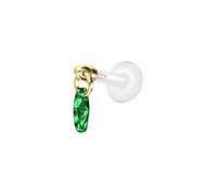PIERCINGLINE Labret en PTFE avec filetage intérieur + embout en titane Crystal Loval - Couleur or rose, transparent, noir, or, argent, Stablänge: 10mm | Stabstärke: 1,6mm, PTFE, titane, Cristal