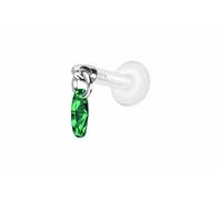 PIERCINGLINE Labret en PTFE avec filetage intérieur + embout en titane Crystal Loval - Couleur or rose, transparent, noir, or, argent, Stablänge: 6mm | Stabstärke: 1,6mm, PTFE, titane, Cristal