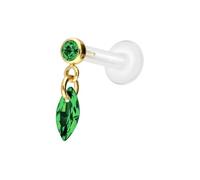 PIERCINGLINE Labret en PTFE avec filetage intérieur + embout en titane Crystal Loval - Couleur or rose, transparent, noir, or, argent, Stablänge: 9mm | Stabstärke: 1,2mm, PTFE, titane, Cristal
