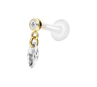 PIERCINGLINE Labret en PTFE avec filetage intérieur + embout en titane Crystal Loval - Couleur or rose, transparent, noir, or, argent, Stablänge: 6mm | Stabstärke: 1,2mm, PTFE, titane, Cristal