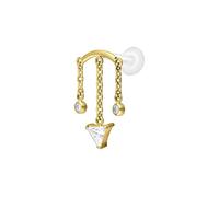 PIERCINGLINE Labret en PTFE avec filetage intérieur + embout en titane - Jeu éolien - Couleur or rose, transparent, noir, doré, argenté, Stablänge: 5mm | Stabstärke: 1,2mm, Titane PTFE, Cristal