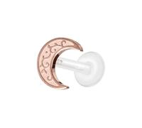 PIERCINGLINE Labret en PTFE avec filetage intérieur + embout en titane lune - Couleur or rose, transparent, noir, or, argent, Stablänge: 5mm | Stabstärke: 1,2mm, Titane PTFE, Sans