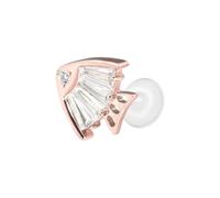 PIERCINGLINE Labret en PTFE avec filetage intérieur + embout en titane - Poisson cristal - Couleur or rose, transparent, noir, doré, argenté, Stablänge: 5mm | Stabstärke: 1,2mm, Titane PTFE, Cristal