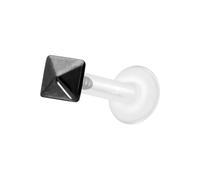 PIERCINGLINE Labret en PTFE avec filetage intérieur + embout en titane Pyramide - Couleur or rose, transparent, noir, or, argent, Stablänge: 8mm | Stabstärke: 1,6mm, Titane PTFE, Sans