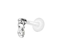 PIERCINGLINE Labret en PTFE avec filetage intérieur + embout en titane rond en cristal - Couleur or rose, transparent, noir, or, argent, Stablänge: 5mm | Stabstärke: 1,2mm, PTFE, titane, Cristal
