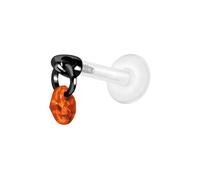 PIERCINGLINE Labret en PTFE avec filetage intérieur + embout en titane rond en cristal - Couleur or rose, transparent, noir, or, argent, Stablänge: 5mm | Stabstärke: 1,2mm, PTFE, titane, Cristal