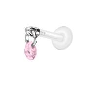PIERCINGLINE Labret en PTFE avec filetage intérieur + embout en titane rond en cristal - Couleur or rose, transparent, noir, or, argent, Stablänge: 5mm | Stabstärke: 1,2mm, PTFE, titane, Cristal
