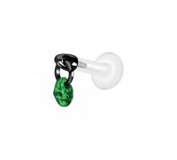 PIERCINGLINE Labret en PTFE avec filetage intérieur + embout en titane rond en cristal - Couleur or rose, transparent, noir, or, argent, Stablänge: 5mm | Stabstärke: 1,2mm, PTFE, titane, Cristal
