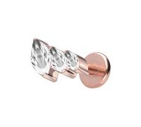 PIERCINGLINE Labret en titane avec 3 gouttes de cristal serties de strass - Couleur or rose, noir, or, argent, Stablänge: 8mm | Stabstärke: 1,2mm, Titane, Cristal