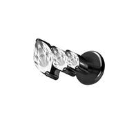 PIERCINGLINE Labret en titane avec 3 gouttes de cristal serties de strass - Couleur or rose, noir, or, argent, Stablänge: 9mm | Stabstärke: 1mm, Titane, Cristal