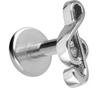 PIERCINGLINE Labret en titane avec filetage intérieur e violon - Doré et argenté, Stablänge: 8mm | Stabstärke: 1,6mm, Titane, Sans
