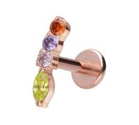 PIERCINGLINE Labret en titane avec filetage intérieur de 0,9 mm, arc en cristal coloré, 1,2 mm Stabstärke / 6 mm Stablänge, Titane