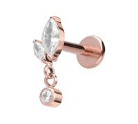 PIERCINGLINE Labret en titane avec filetage intérieur de 0,9 mm et cristal, 1,2 mm Stabstärke / 6 mm Stablänge, Titane