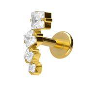 PIERCINGLINE Labret en titane avec filetage intérieur de 0,9 mm et cristal coudé, 1,2 mm Stabstärke / 6 mm Stablänge, Titane