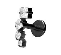 PIERCINGLINE Labret en titane avec filetage intérieur de 0,9 mm et cristal coudé, 1,2 mm Stabstärke / 6 mm Stablänge, Titane