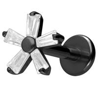 PIERCINGLINE Labret en titane avec filetage intérieur de 0,9 mm, fleur en cristal, 1,2 mm Stabstärke / 6 mm Stablänge, Titane