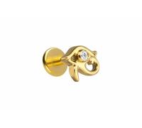 PIERCINGLINE Labret en titane avec filetage intérieur Œil de Horus - Doré et argenté, Stablänge: 6mm | Stabstärke: 1,2mm, Titane, Cristal
