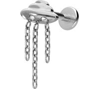 PIERCINGLINE Labret en titane avec filetage intérieur OVNI + chaîne + cristaux - Couleur or rose, noir, or, argent, Stablänge: 8mm | Stabstärke: 1,2mm, Titane, Cristal