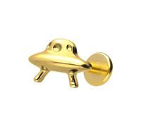 PIERCINGLINE Labret en titane avec filetage intérieur UFO - Or rose, noir, doré, argenté, Stablänge: 10mm | Stabstärke: 1,2mm, Titane, Sans