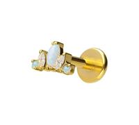 PIERCINGLINE Labret en titane avec fleur de lotus push fit - Or rose, noir, doré, blanc, argenté, Stablänge: 7mm | Stabstärke: 1,2mm, Titane, Cristal