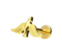 PIERCINGLINE Labret en titane avec pigeon Push Fit - Couleur or rose, noir, or, argent, Stablänge: 7mm | Stabstärke: 1,2mm, Titane, Sans